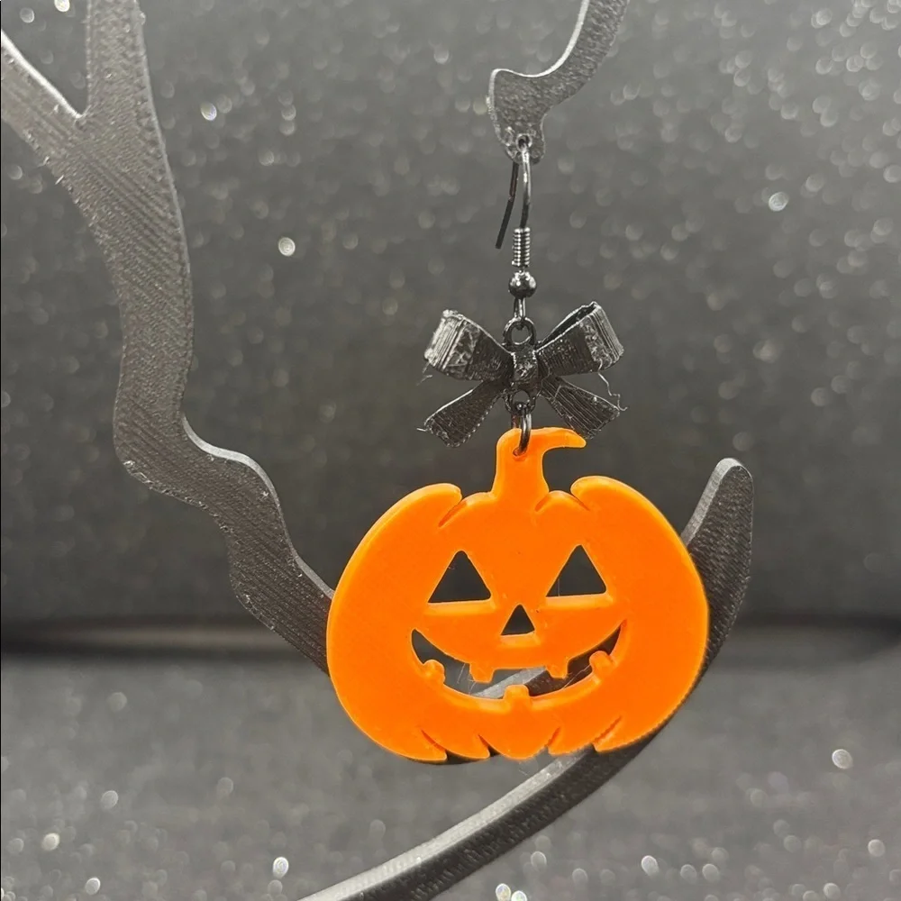 Pumpkin Earrings with Bow‎ – Cute Fall & Halloween Jewelry